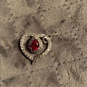 Simulated Ruby & Crystal Stones necklace charm